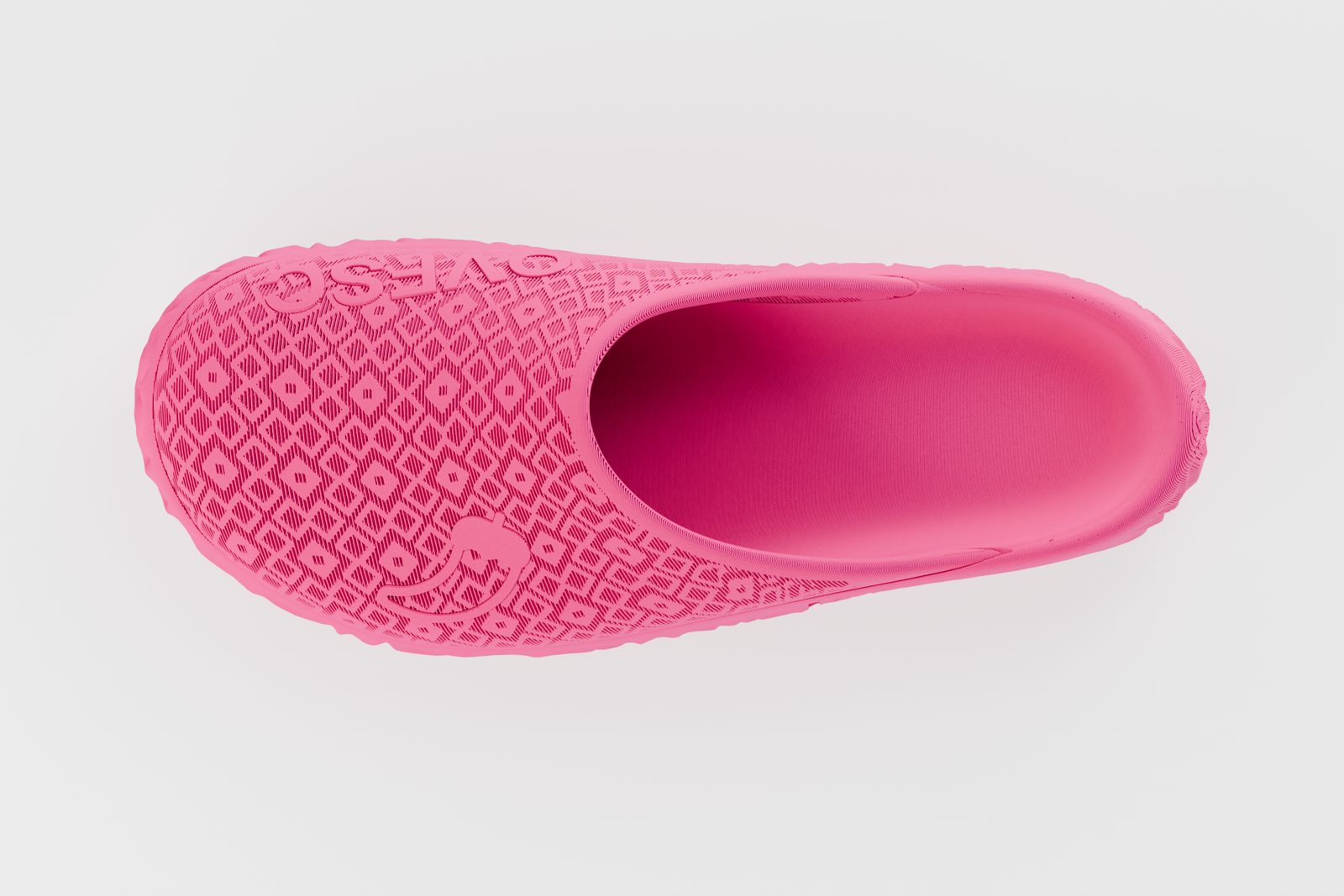 The Mule in Koobz pink, diamond back — from above